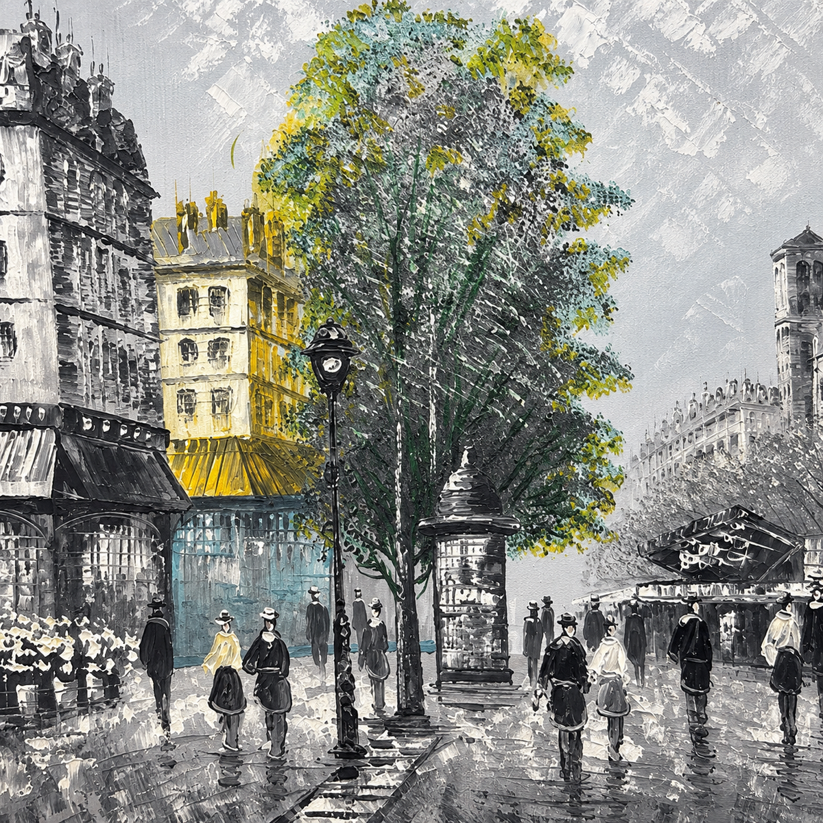 Louis Anthony Burnett — Paris Street Scene with Notre-Dame — Original Oil Painting