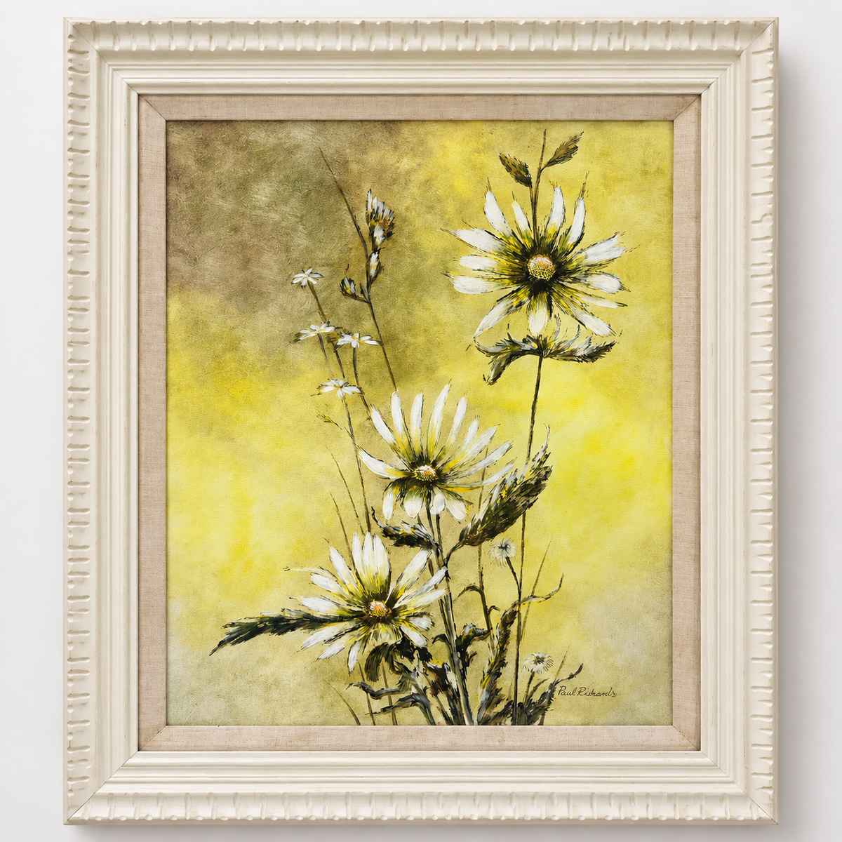 Paul Richards — Wild Daisies — Signed Original Floral Painting on Canvas